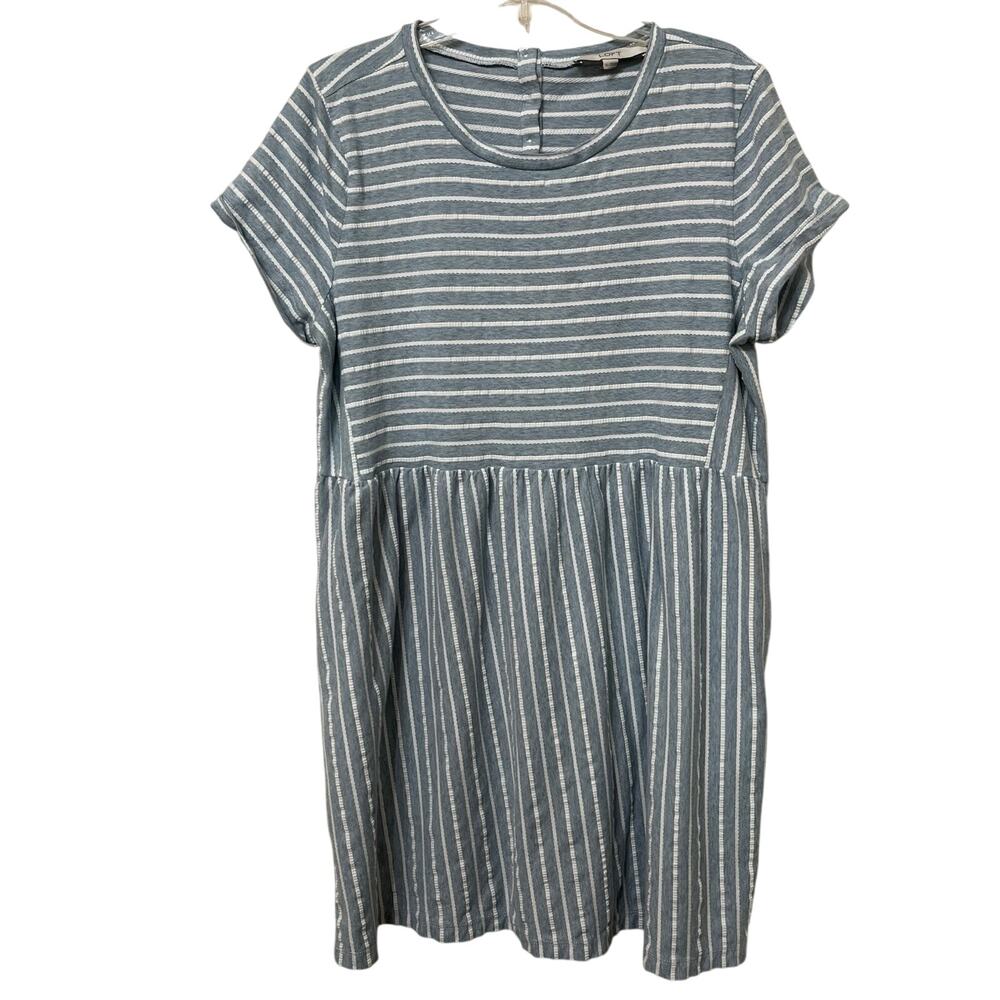 Loft Women's‎ Dress Sz XL Knee Length  Blue/White Stripe Cotton/Poly 25%